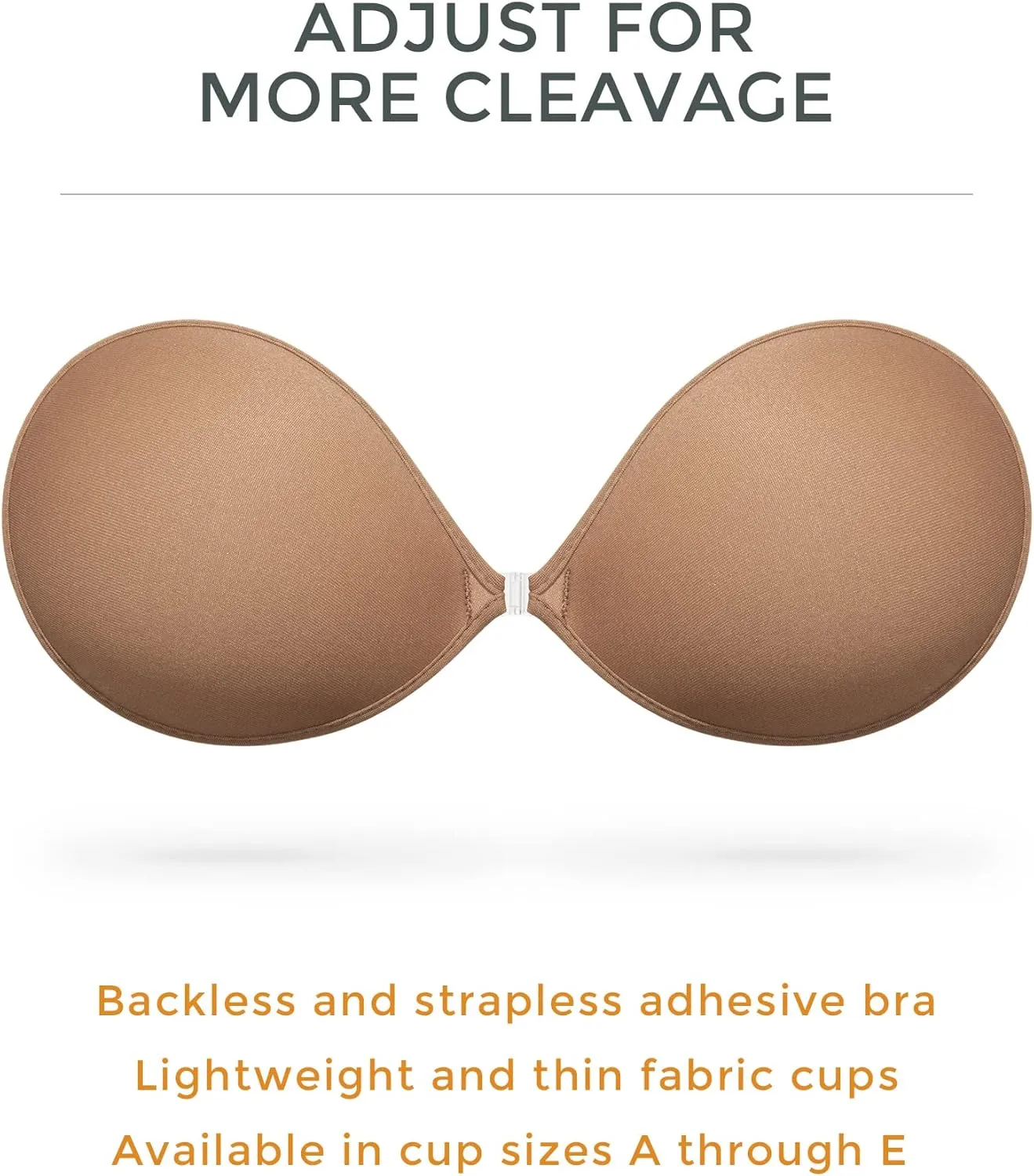 Wingslove Adhesive Bra Reusable Strapless Self Silicone Push-up Invisible Sticky Bras for Backless Dress