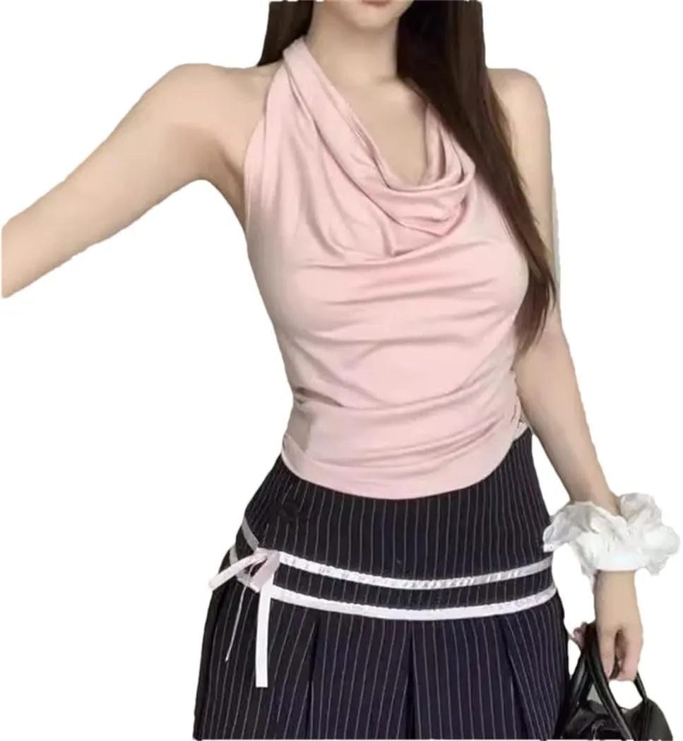 Women Sleeveless Halter Tops Solid Slim Fitted Womens Sports Vest Backless Strapless Tank Tops