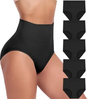 Women's Briefs Underwear High Waist Tummy Control Full Coverage Panties, Ladies Postpartum Underpants 5 Pack