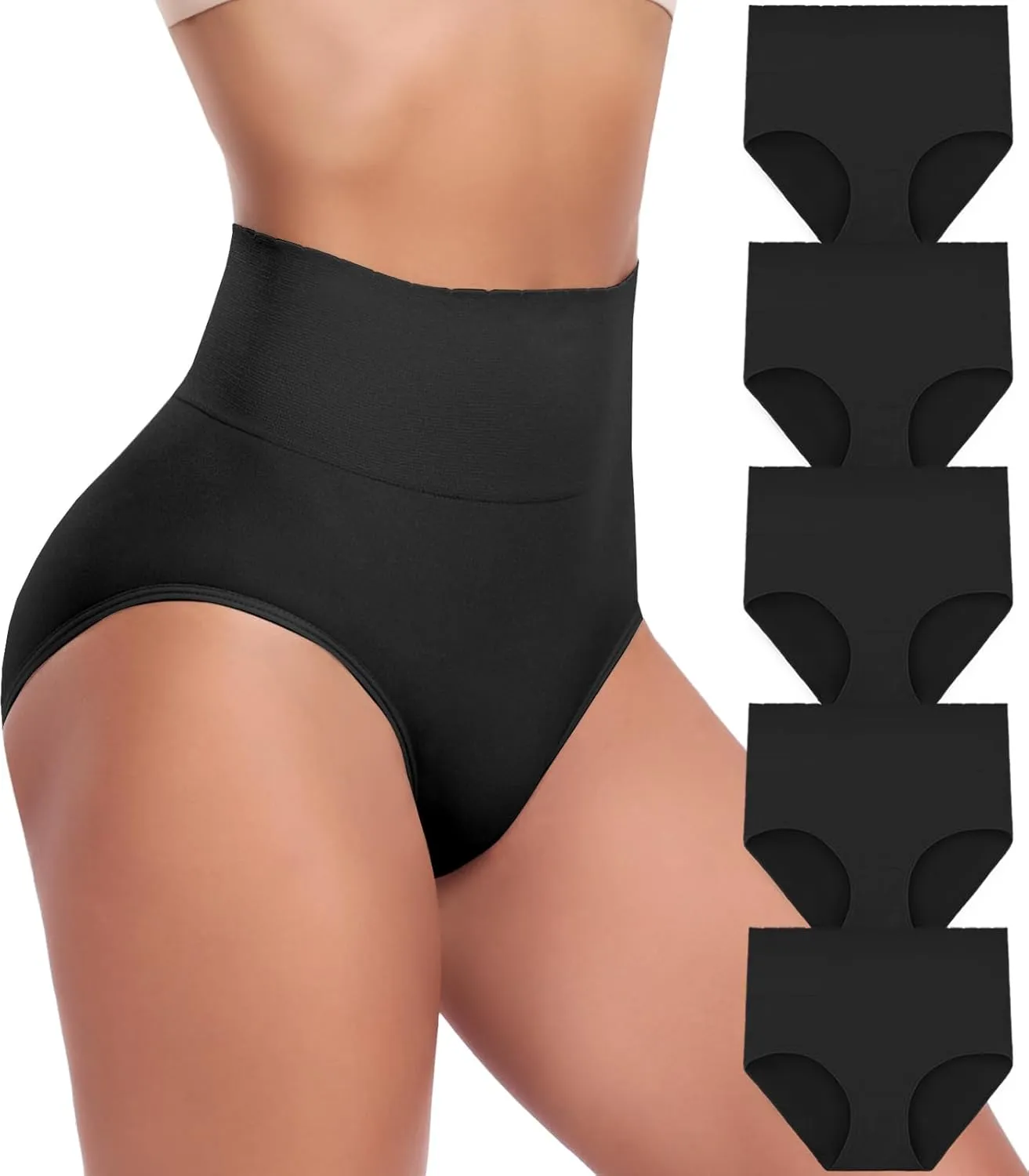Women's Briefs Underwear High Waist Tummy Control Full Coverage Panties, Ladies Postpartum Underpants 5 Pack