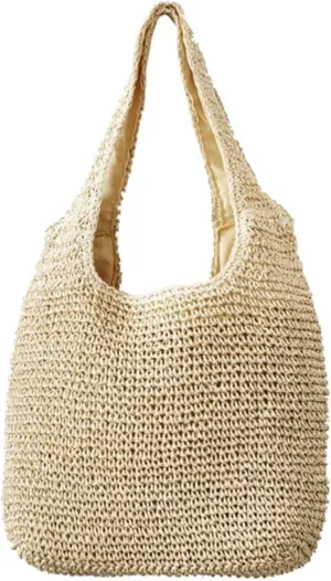 Women's Crossbody BagsCasual Straw Wicker Woven Shoulder Bags Ladies Handmade Totes Large Capacity Summer Beach Bag