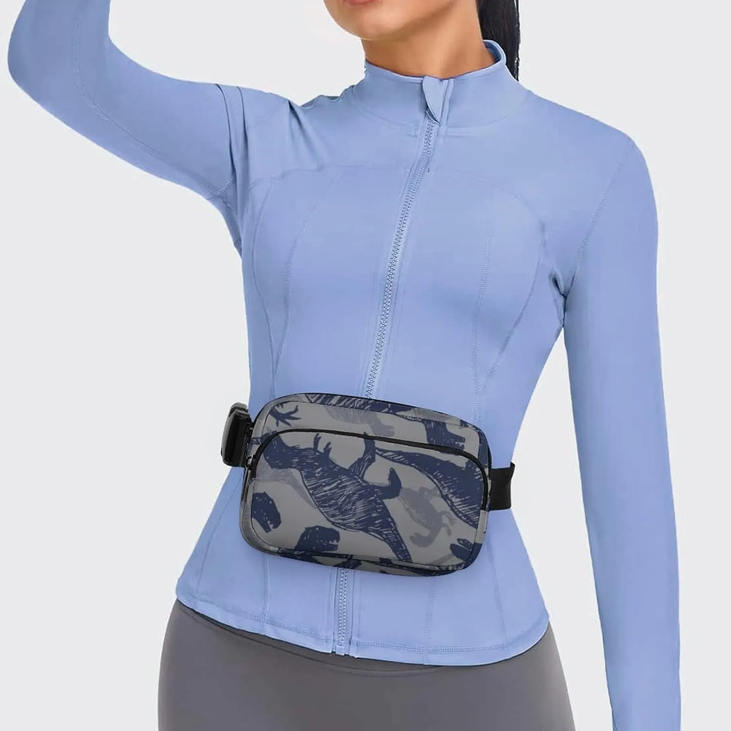 Womens Fanny Pack Waterproof Belt Bag Compatible with Grey Dinosaur for Sports & Outdoor