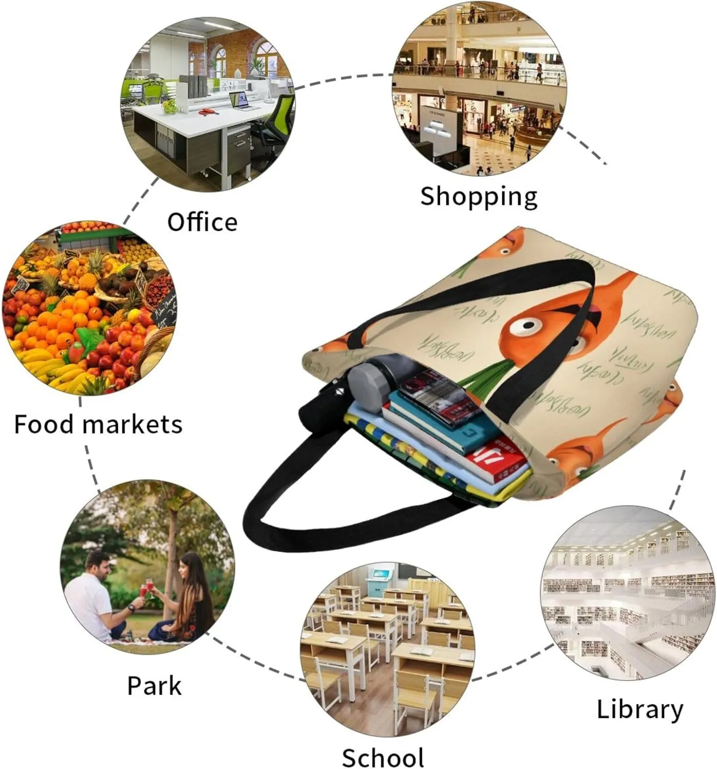 Women's Shoulder Bag with Karate Boy Vector Changeable Belt Color Printed Handbag Tote Bag Shopping Bags