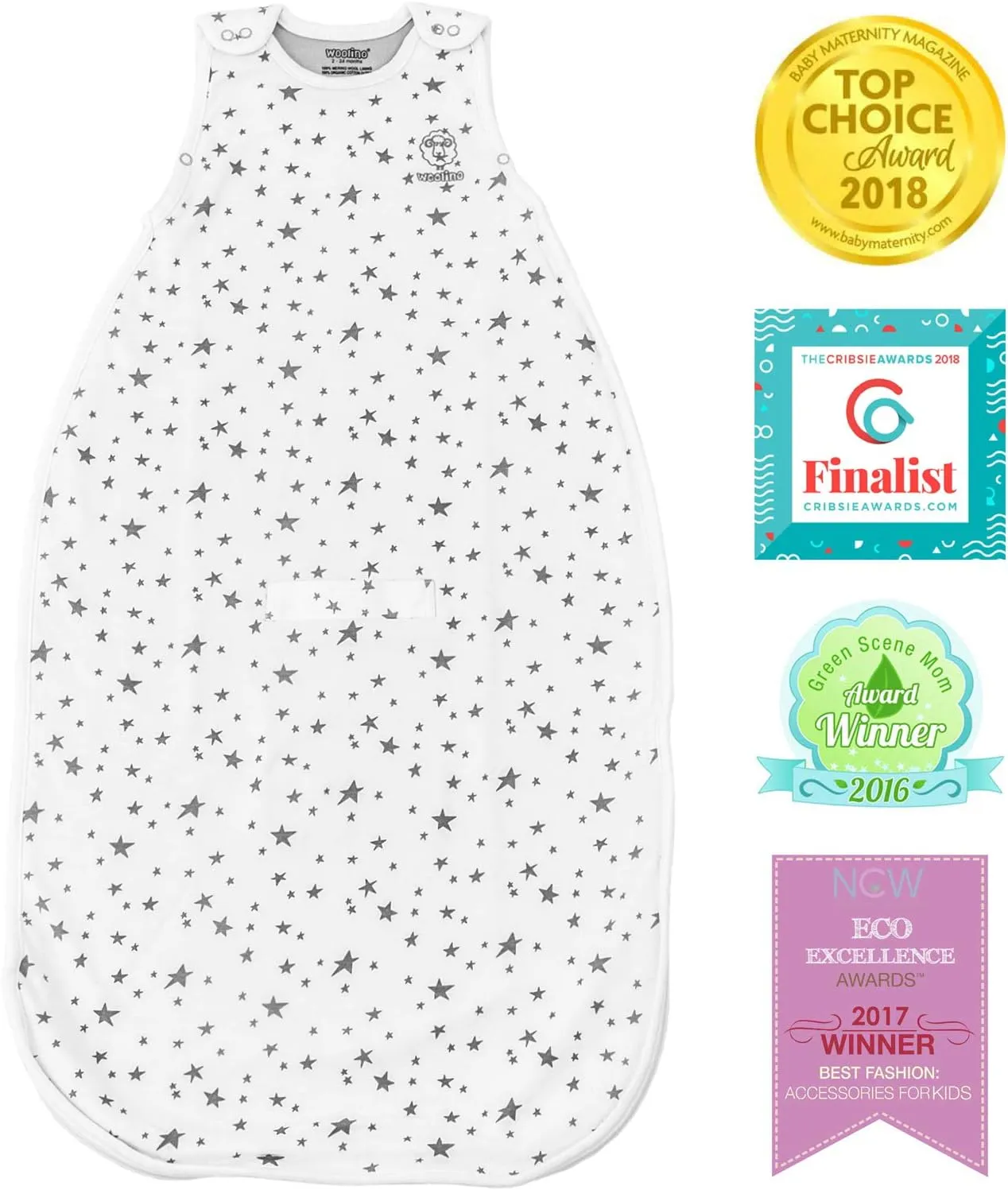 Woolino Toddler Sleeping Bag, 4 Season, Merino Wool and Organic Cotton Baby Wearable Blanket, 2-4 Years