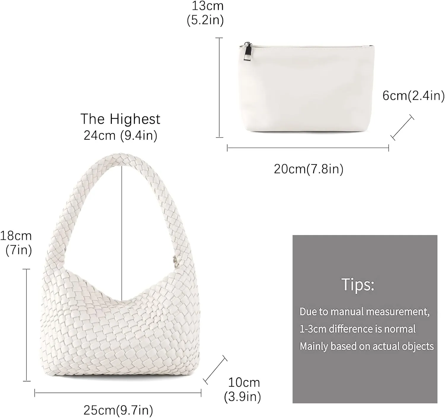 Woven Bag for Women, Vegan Leather Handbag and Purse Shoulder Bag Casual Retro Beach Totes Ladies Underarm Bag