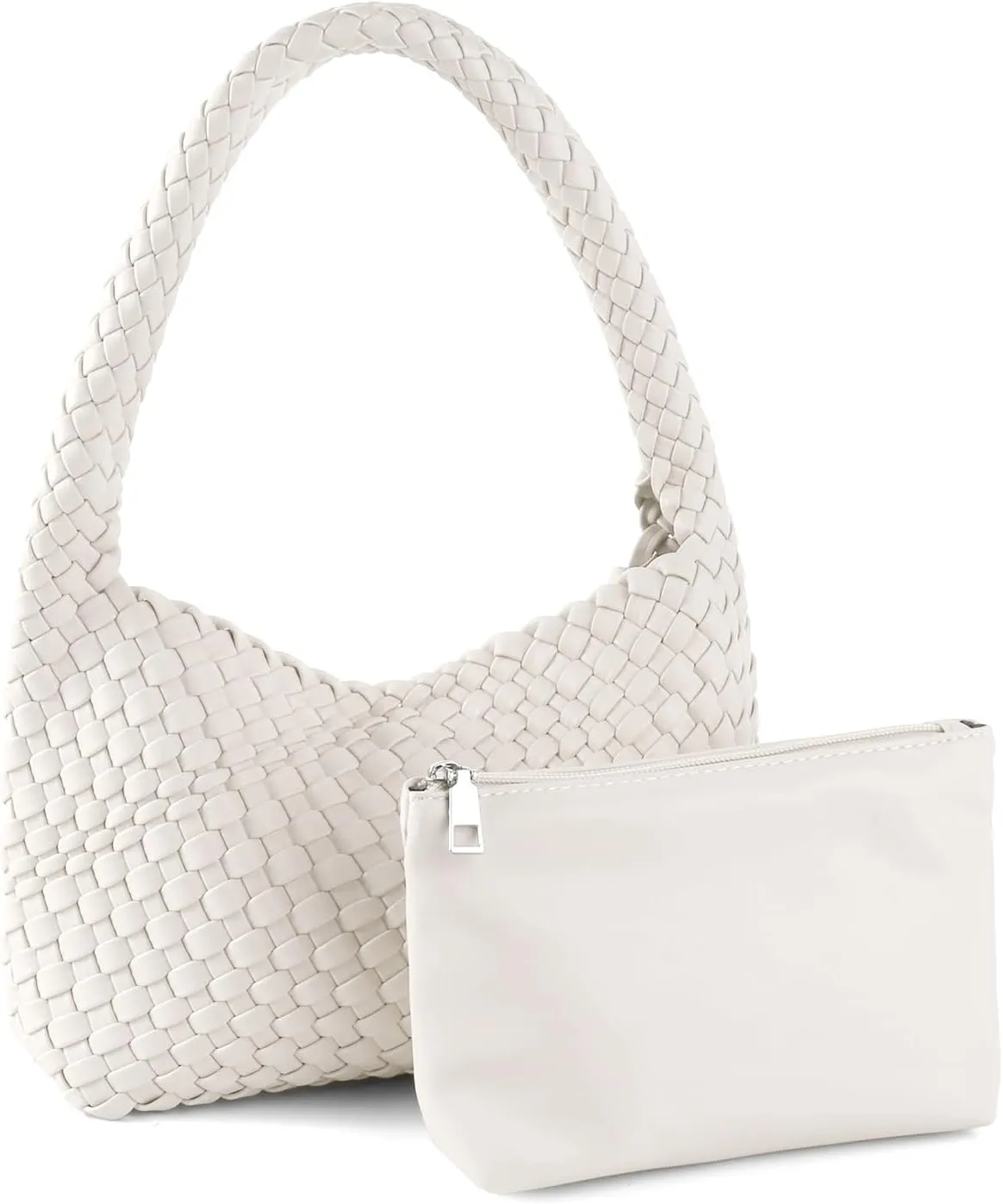 Woven Bag for Women, Vegan Leather Handbag and Purse Shoulder Bag Casual Retro Beach Totes Ladies Underarm Bag