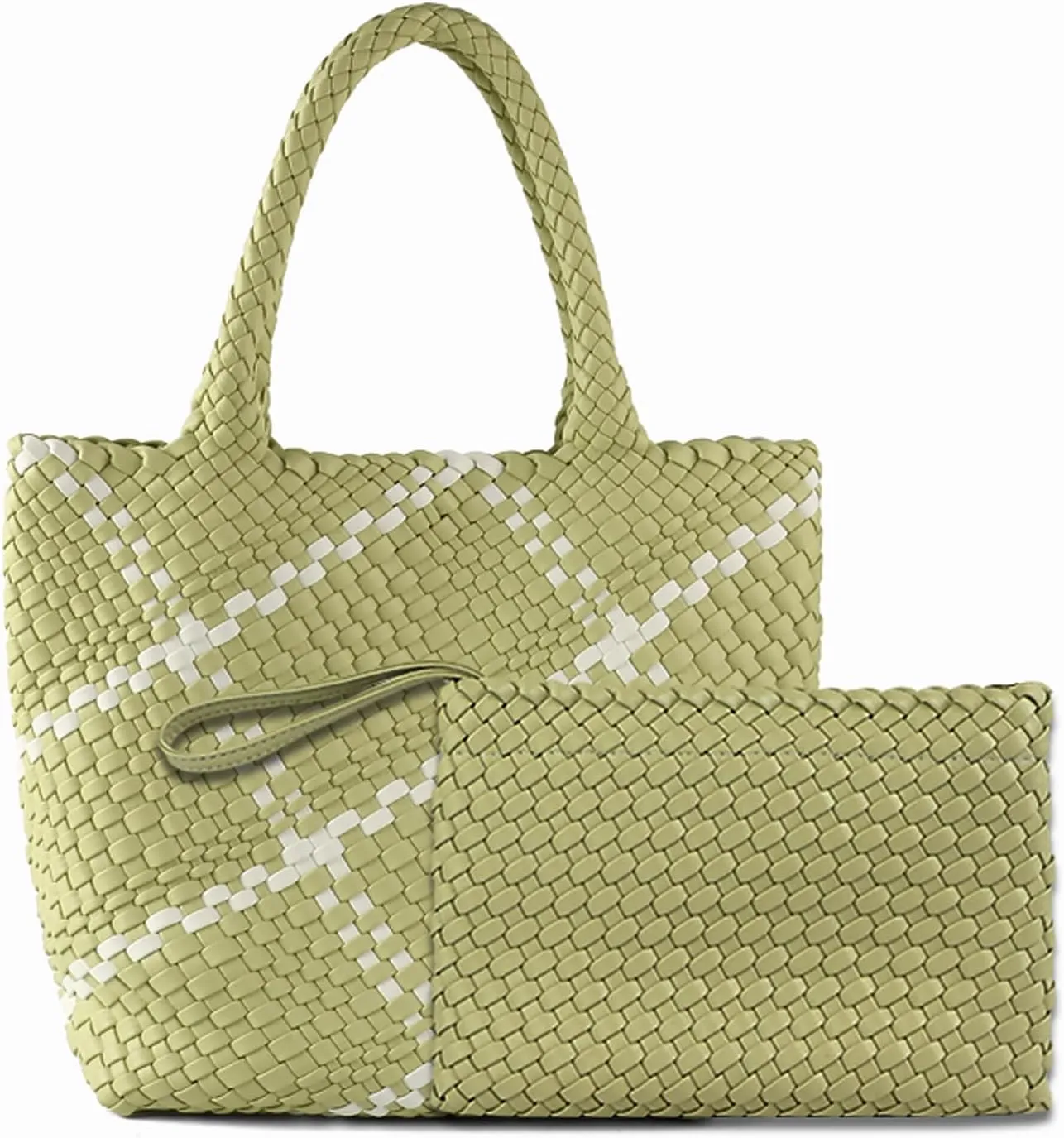 Woven Bag for Women Vegan Leather Tote Bag Large Summer Beach Travel Handbag and Clutch Retro Handmade Shoulder Bag