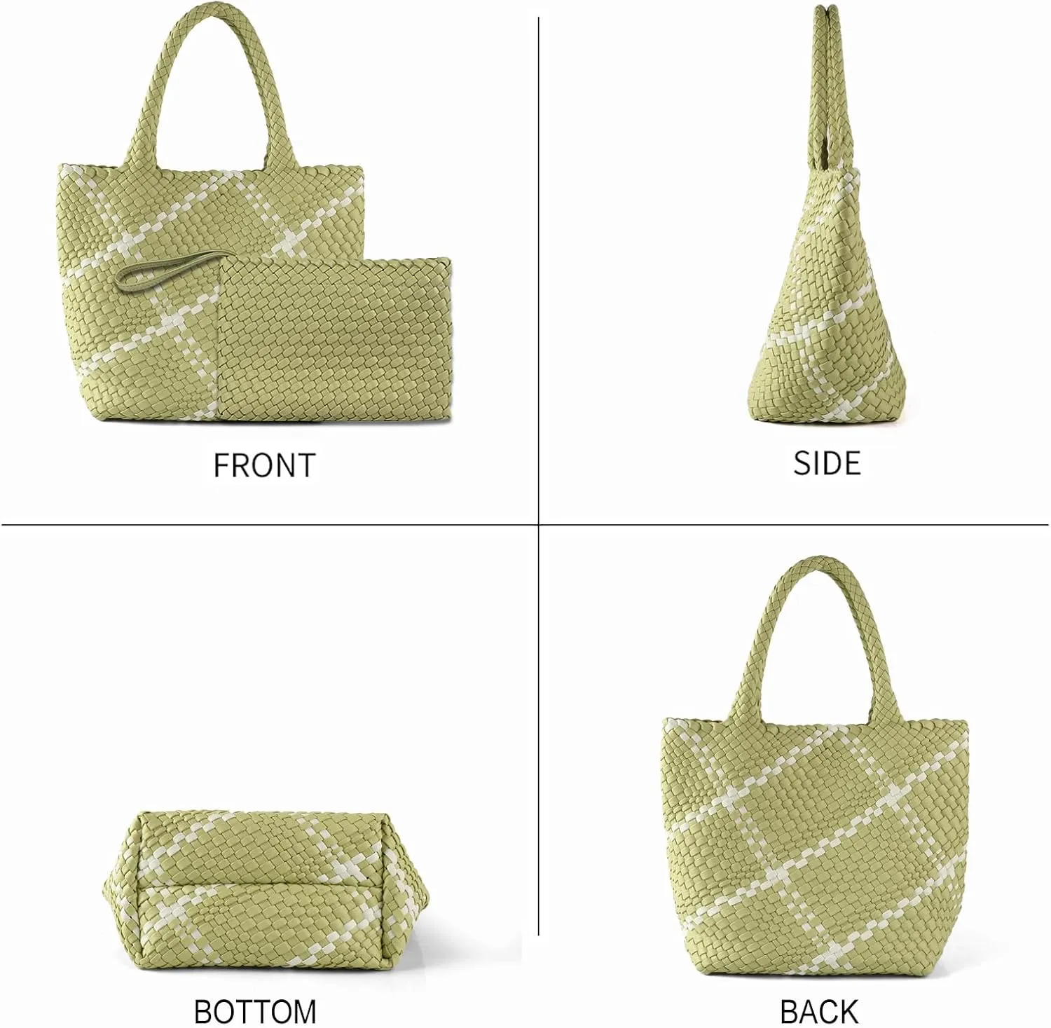 Woven Bag for Women Vegan Leather Tote Bag Large Summer Beach Travel Handbag and Clutch Retro Handmade Shoulder Bag