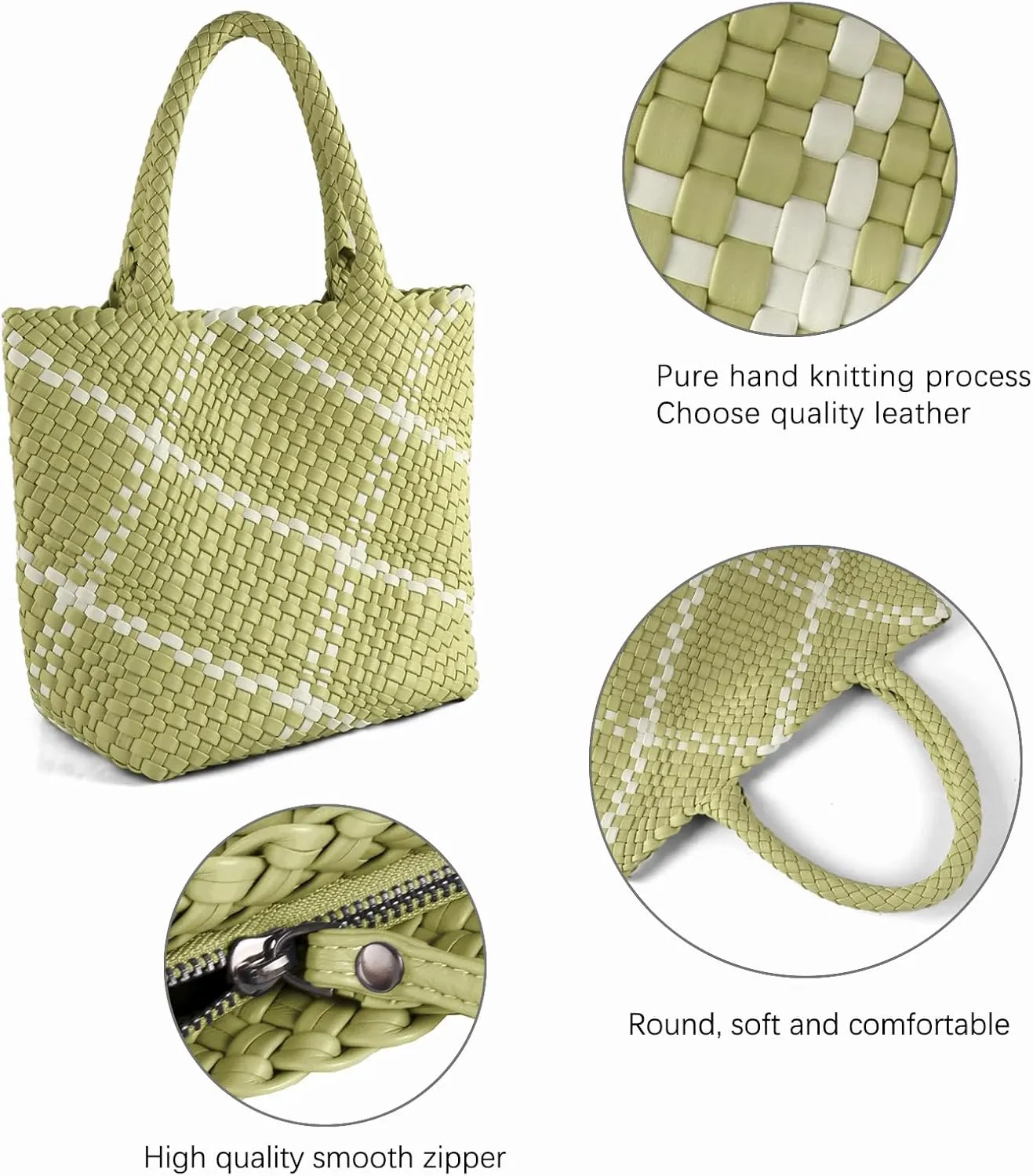 Woven Bag for Women Vegan Leather Tote Bag Large Summer Beach Travel Handbag and Clutch Retro Handmade Shoulder Bag