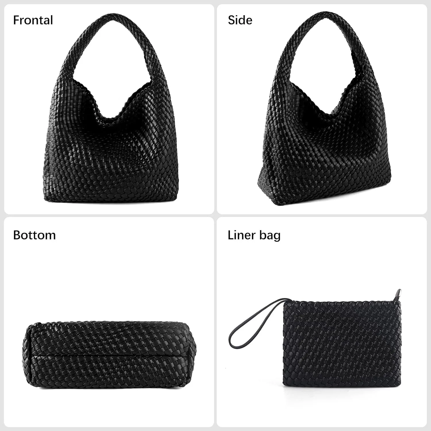 Woven Bag for Women Vegan Leather Tote Bag Large Summer Beach Travel Handbag and Purse Retro Handwoven Shoulder Bag