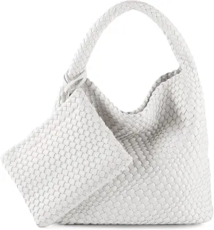 Woven Bag for Women Vegan Leather Tote Bag Large Summer Beach Travel Handbag and Purse Retro Handwoven Shoulder Bag