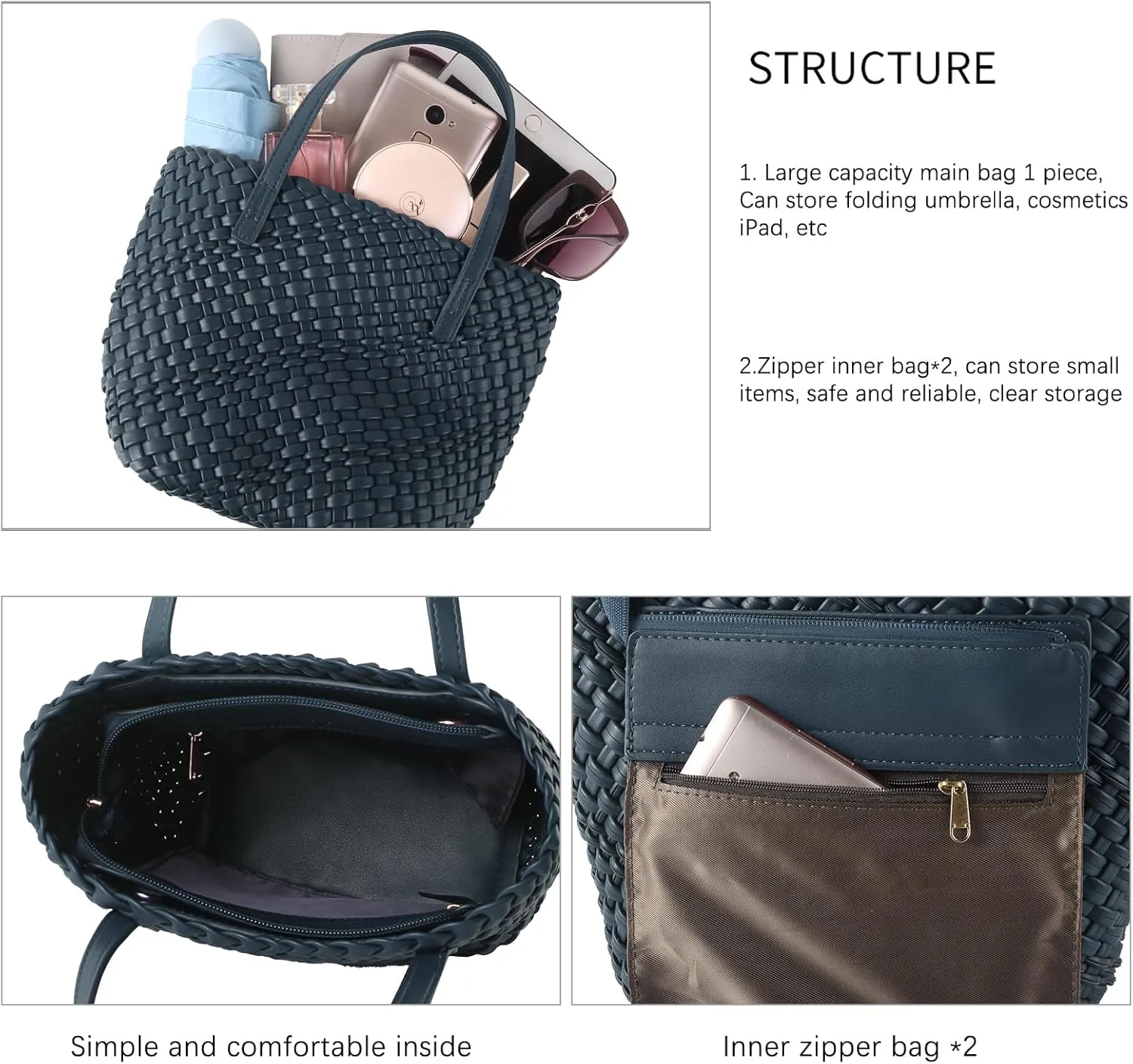 Woven Bags for Women Tote Hobo Shoulder Crossbody Bags PU Leather Handwoven Purse Summer Beach Travel Handbag