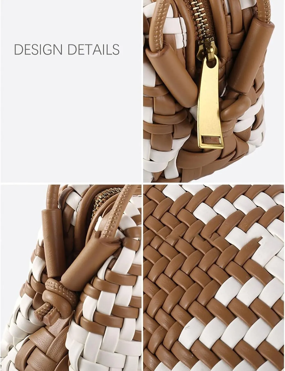 Woven Boho Women's Handbag Luxury Small Size Vegan Leather Adjustable Concert Party Lightweight Crossbody Bag