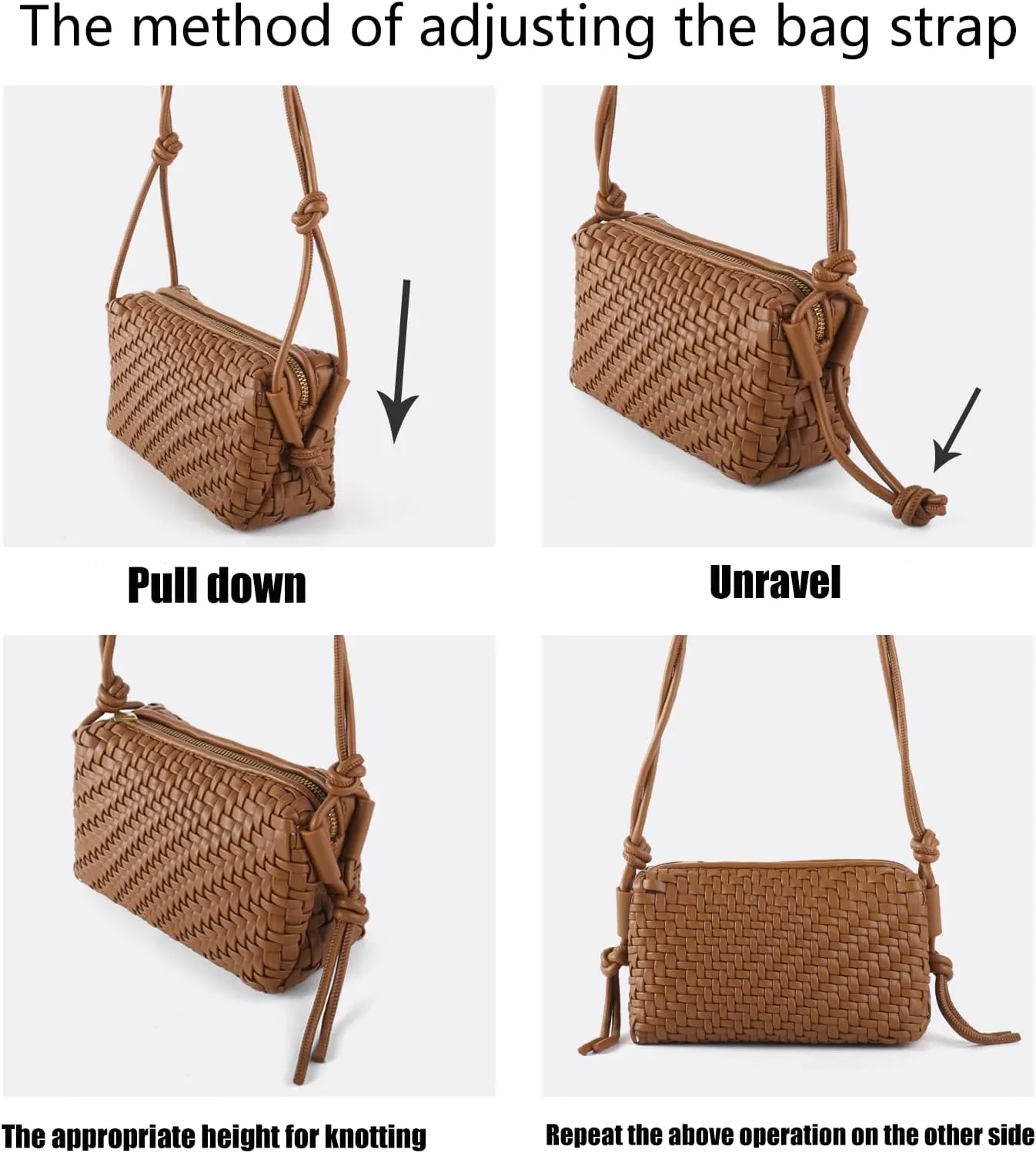 Woven Boho Women's Handbag Luxury Small Size Vegan Leather Adjustable Concert Party Lightweight Crossbody Bag