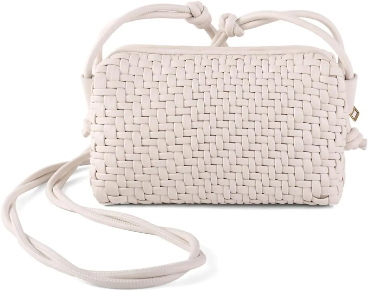 Woven Boho Women's Handbag Luxury Small Size Vegan Leather Adjustable Concert Party Lightweight Crossbody Bag