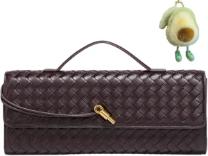 Woven Crossbody Bags for Women Casual Fashion Shoulder Handbag Evening Vegan Leather Clutch Purse