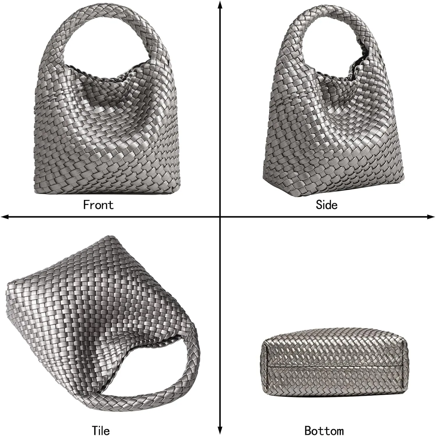 Woven Tote Bag For Women, Soft Foldable Top-Handle Wristlet Bag, Fashion Hobo Handbag, Composite Bag with Coin Purse