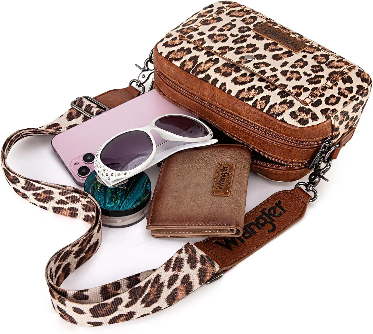 Wrangler Crossbody Purses for Women Trendy Camera Snapshot Bag with Wide Strap