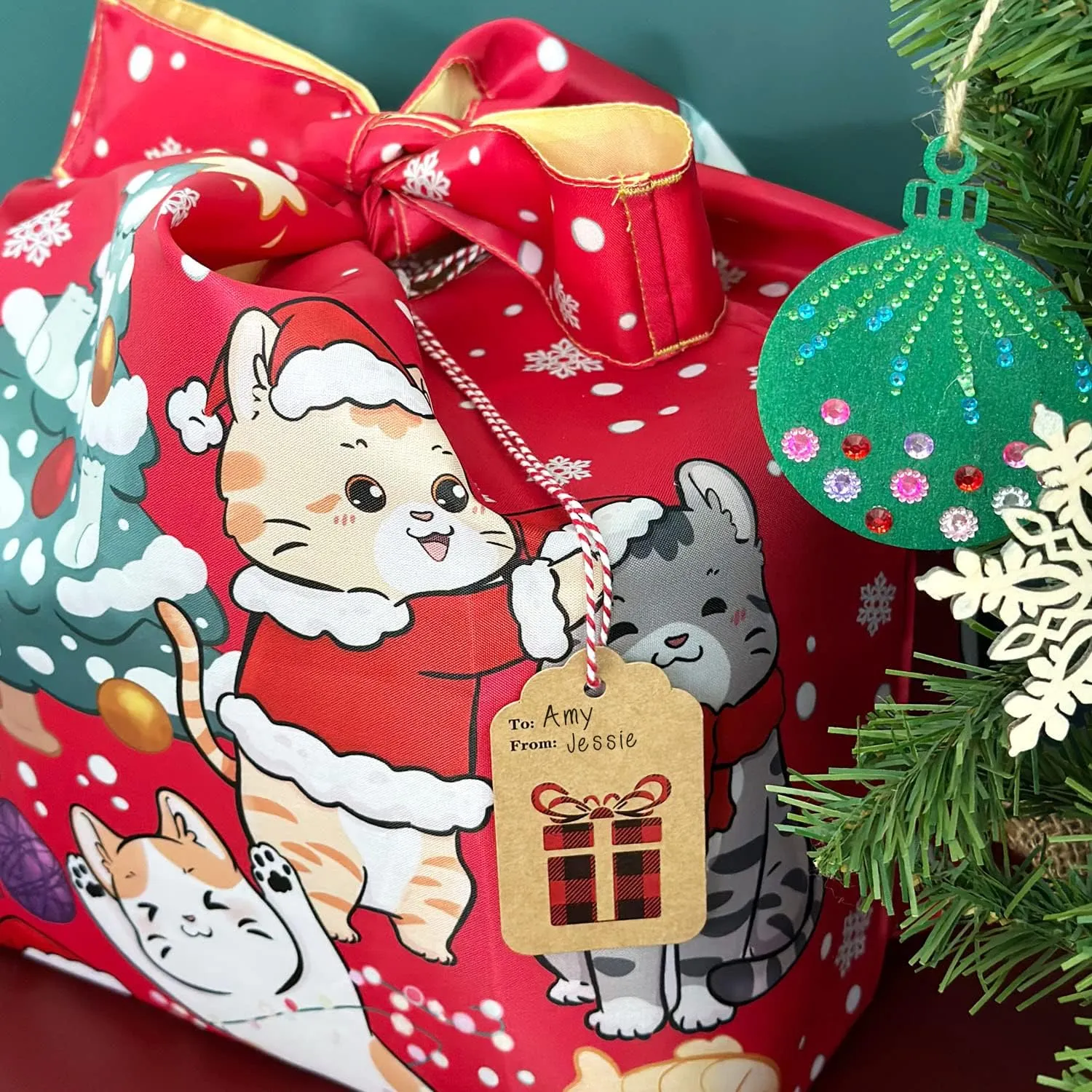 Wrapables Christmas Holiday AllyBag Collection Reusable Shopping Bag