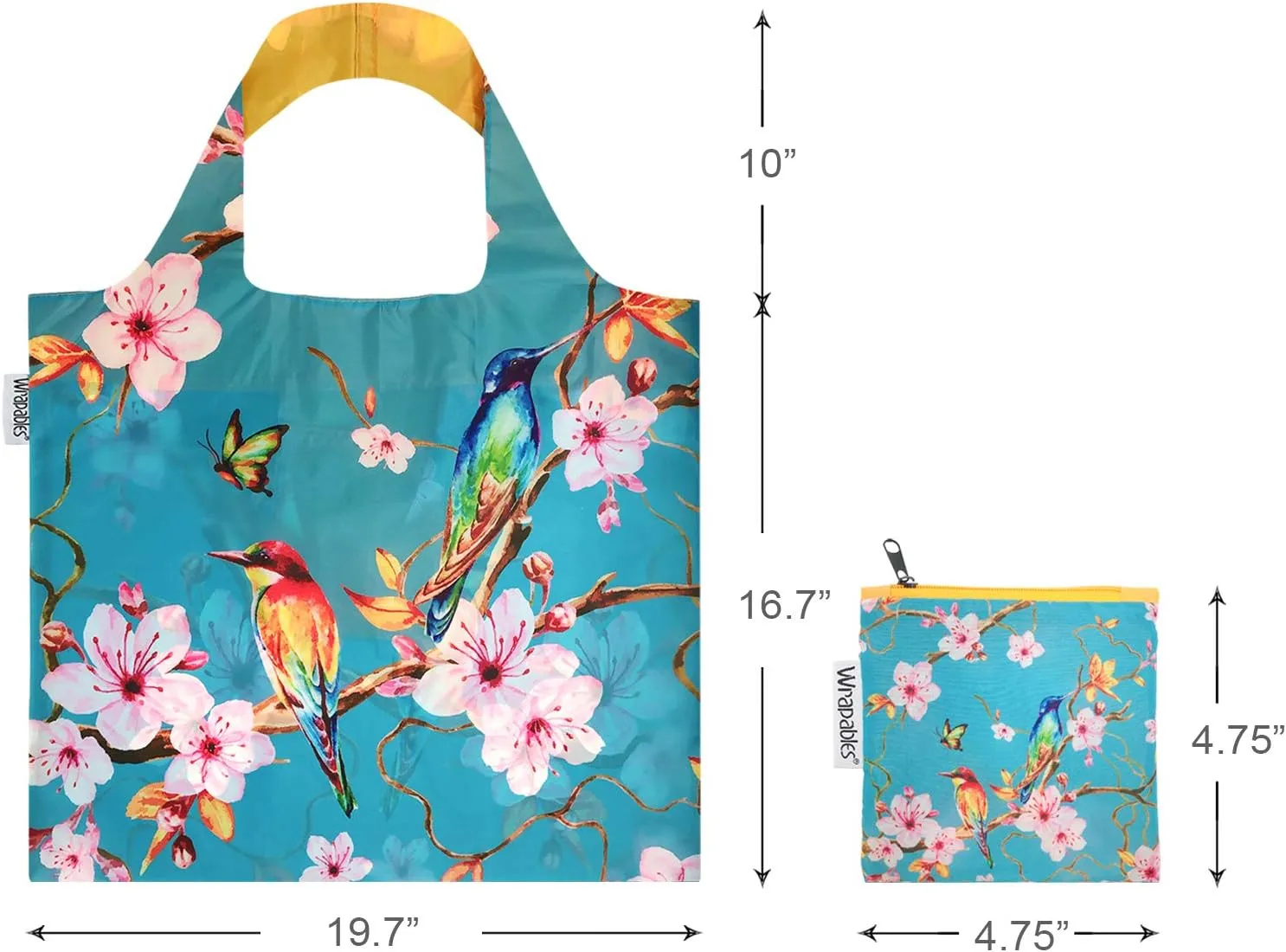 Wrapables Large Reusable Shopping Tote Bag with Outer Pouch