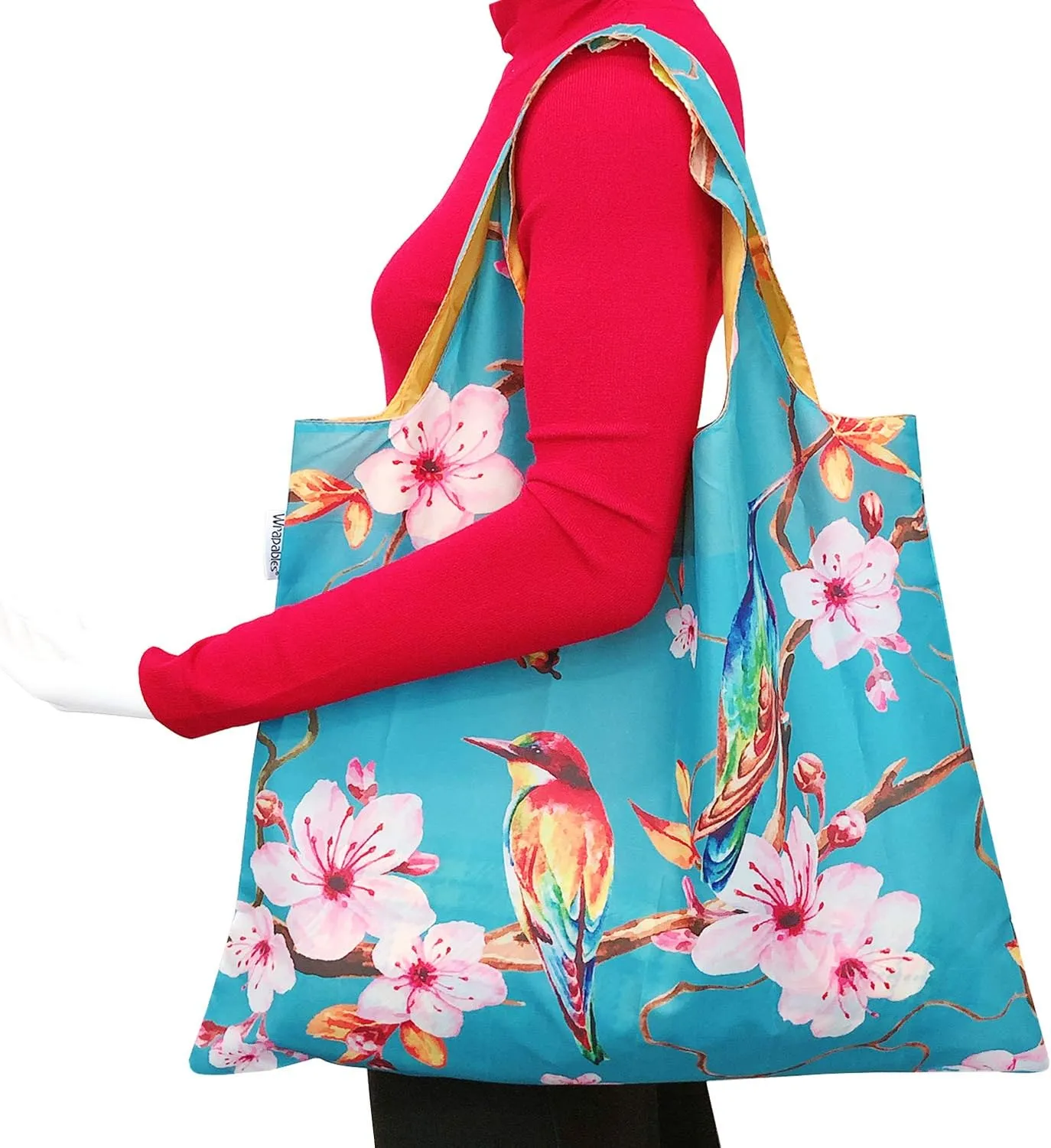 Wrapables Large Reusable Shopping Tote Bag with Outer Pouch