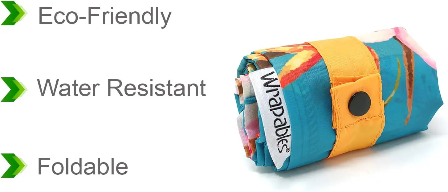 Wrapables Large Reusable Shopping Tote Bag with Outer Pouch