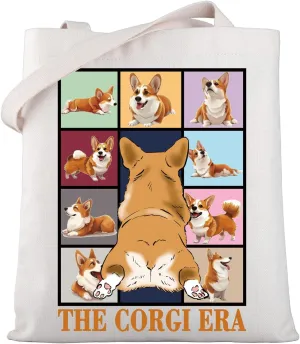 WSNANG Corgi Gifts The Corgi Era Tote Bag Corgi Dog Lover Shoulder Bag Corgi Dog Owner Reusable Grocery Bag Corgi Mom Gifts