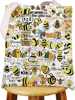 WZMPA Honey Bee Reusable Tote Bag Bee Lover Gift Queen Bee Shopping Grocery Bag Honey Bee Merchandise