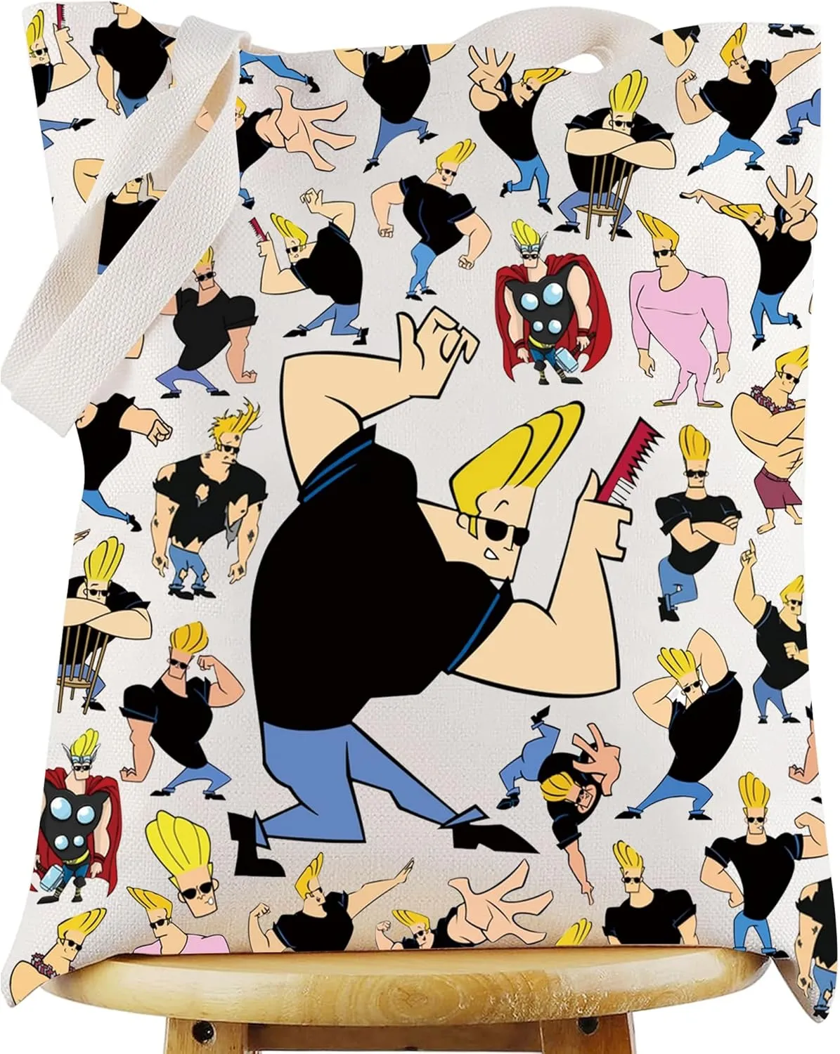 WZMPA Johnny Blond Man Tote Bag Bunny & Suzy Fans Gift Johnny & Carl & Pops Reusable Shoulder Bag Johnny Merchandise