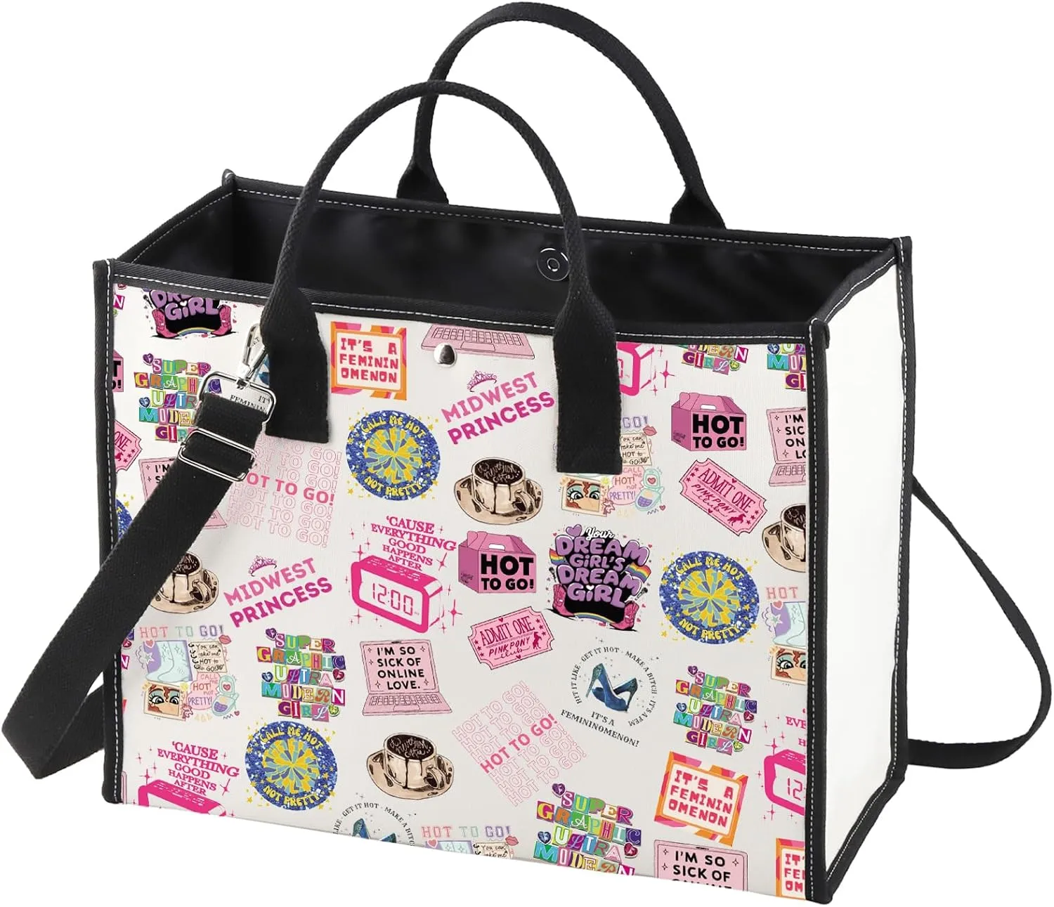 WZMPA Midwest Princess Tote Bag Western Cowgirl Gifts Pink Pony Club Reusable Grocery Bag Midwest Princess Merchandise