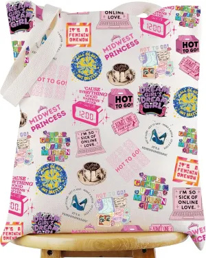 WZMPA Midwest Princess Tote Bag Western Cowgirl Gifts Pink Pony Club Reusable Grocery Bag Midwest Princess Merchandise