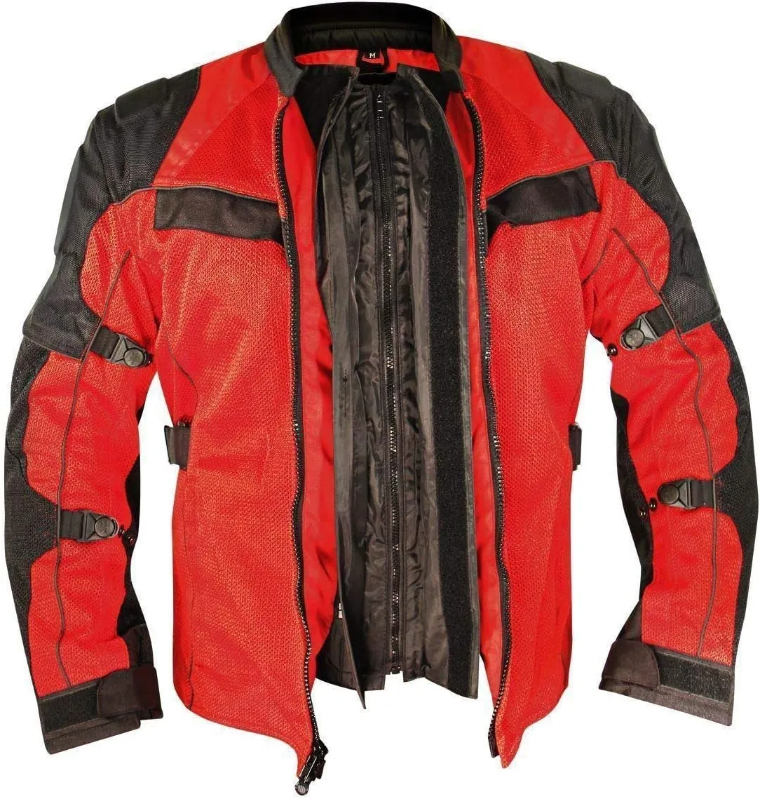 Xelement CF8161 Red Black Tri-Tex Motorcycle Sport Jacket For Men with X Armor