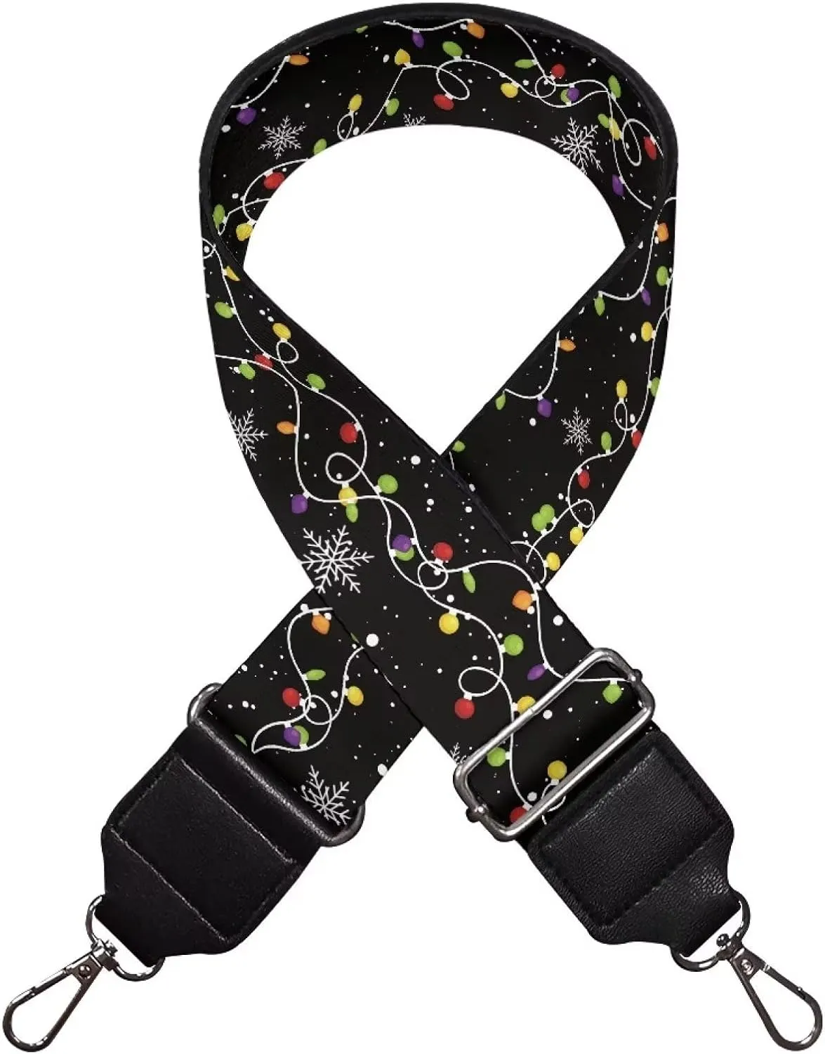 Xmas Snowflake Purse Strap Christmas Colorful Lights Purse Straps Adjustable Replacement Belt for Women Bags,Crossbody Bag,Luggage,Guitar