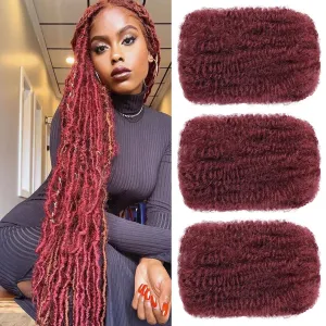 Xtrend 16 Inch 3 Bundles 90 Gram Blonde Afro Kinkys Bulk Human Hair For Dreadlocks, Loc Repair, Dreadlocks Extensions Mini Braiding Twists Afro Kinky Human Hair For Micro Twist Braiding Kinky Hair