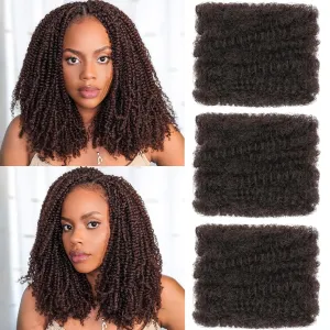 Xtrend 16 Inch 3 Bundles 90g Afro Kinky Curly Braiding Bulk Hair For Mini Braiding Twists，Afro Kinkys Bulk Synthetic Hair For Micro Spring Twist，Dreadlock Extensions Repair Locs Women (30g/pack)