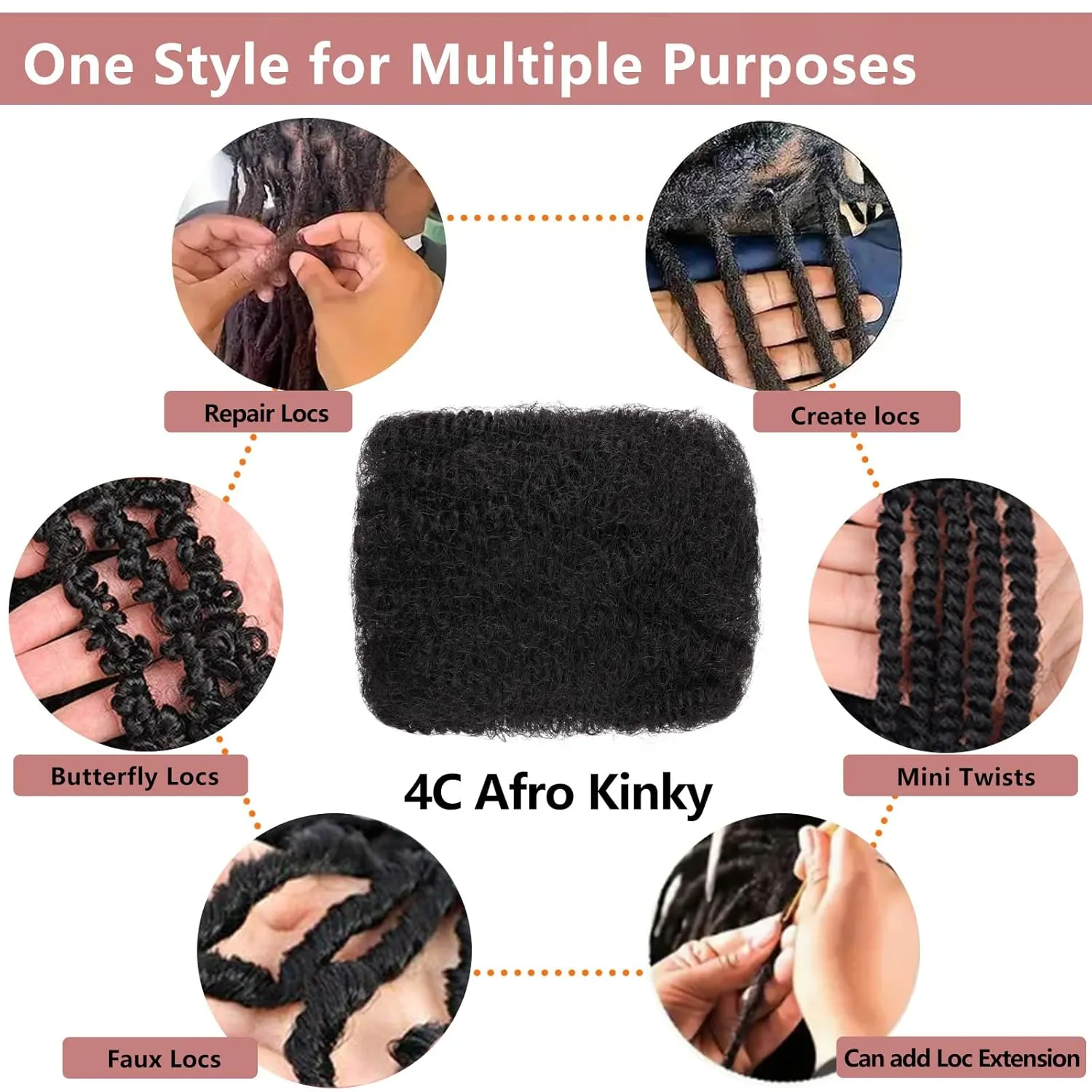 Xtrend 16 Inch Afro Kinkys Bulk Human Hair 3 Packs 90g For Mini Braiding Twists，Dreadlocks Extensions ，Repair Locs，Kinky Curly Hair Bundles, Afro Kinky Human Hair For Micro Twist Braiding 4#