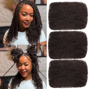 Xtrend 16 Inch Afro Kinkys Bulk Human Hair 3 Packs 90g For Mini Braiding Twists，Dreadlocks Extensions ，Repair Locs，Kinky Curly Hair Bundles, Afro Kinky Human Hair For Micro Twist Braiding 4#