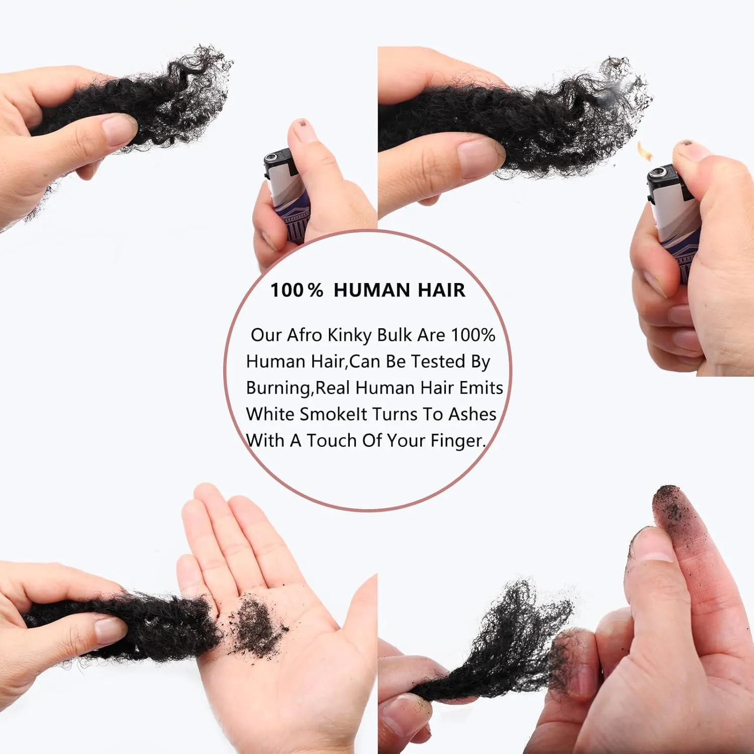Xtrend 16 Inch Afro Kinkys Bulk Human Hair 3 Packs 90g For Mini Braiding Twists，Dreadlocks Extensions ，Repair Locs，Kinky Curly Hair Bundles, Afro Kinky Human Hair For Micro Twist Braiding 4#