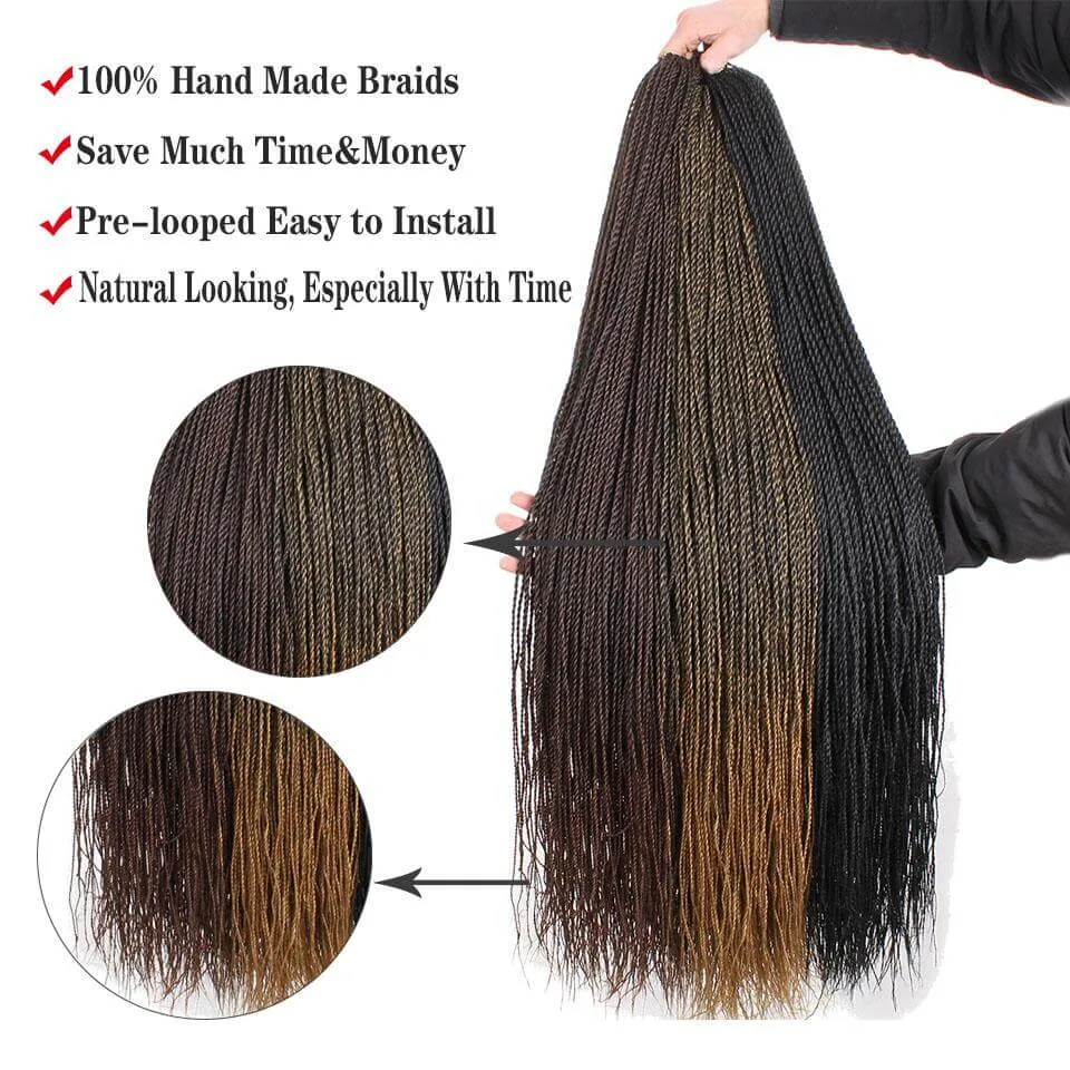 Xtrend 40Roots/Pack 34'' Senegalese Twist Crochet Hair Twist Pre-Stretched Loop Synthetic Braiding Hair