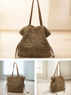 Y2K Straw Handbag for Women, Beach Tote Fashion Top Handle Bag Women Ladies Aesthetic Shoulder Handbags for Daily Use