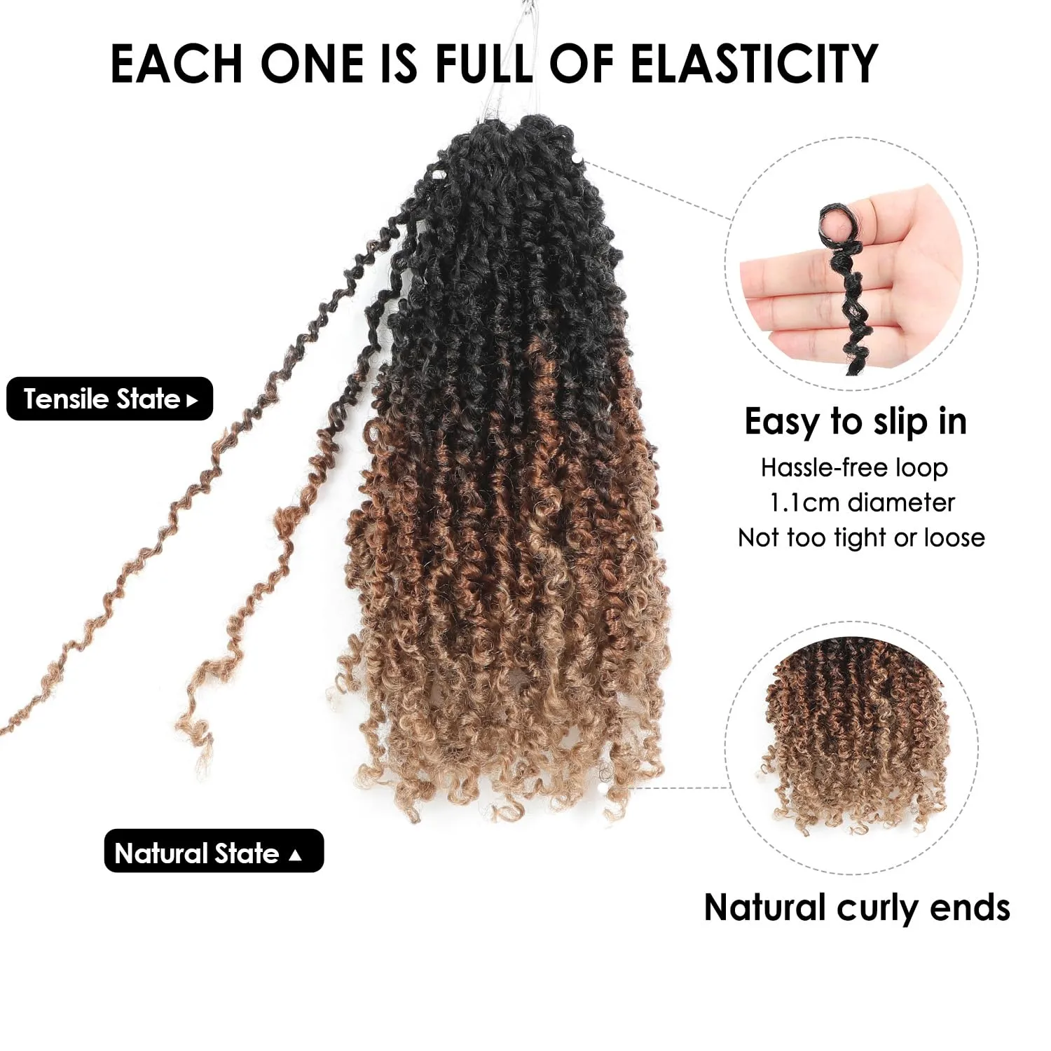 Yanky Twist Crochet Hair (10 12 14inch)*3,Total 9 packs,3 Tones Auburn Blonde,Pre-Looped Curly Mini Passion Twist,Pre-Twisted Micro Spring Twist,Yankee Twist Senegalese Twist Crochet Hair(OT1B/30/27#)