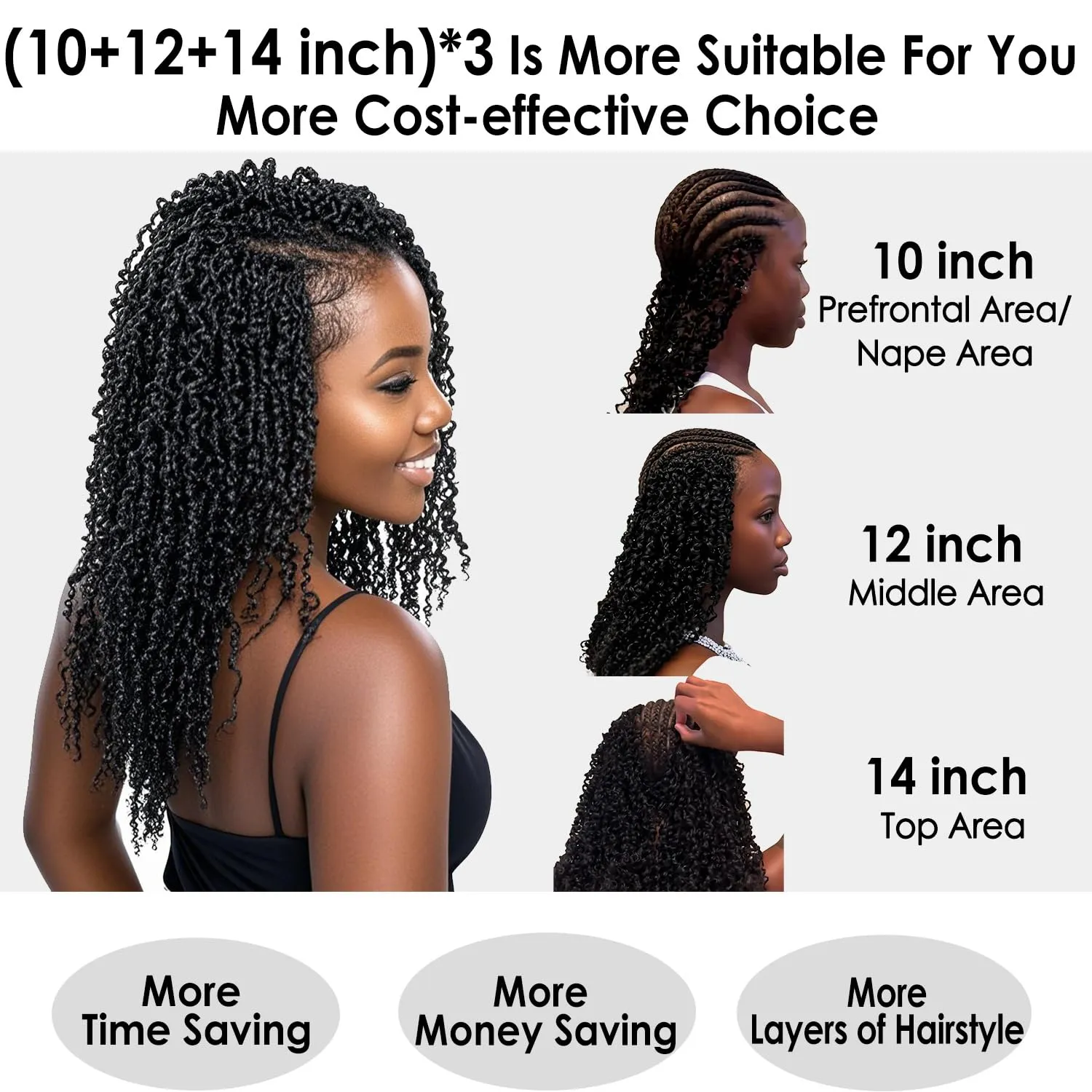 Yanky Twist Crochet Hair (10 12 14inch)*3,Total 9 packs,Natural Black,Pre-Looped Yankee Twist Mini Passion Twist,Pre-Twisted Micro Spring Twist,Boho Senegalese Twist Crochet Hair with Curly Ends (1B#)
