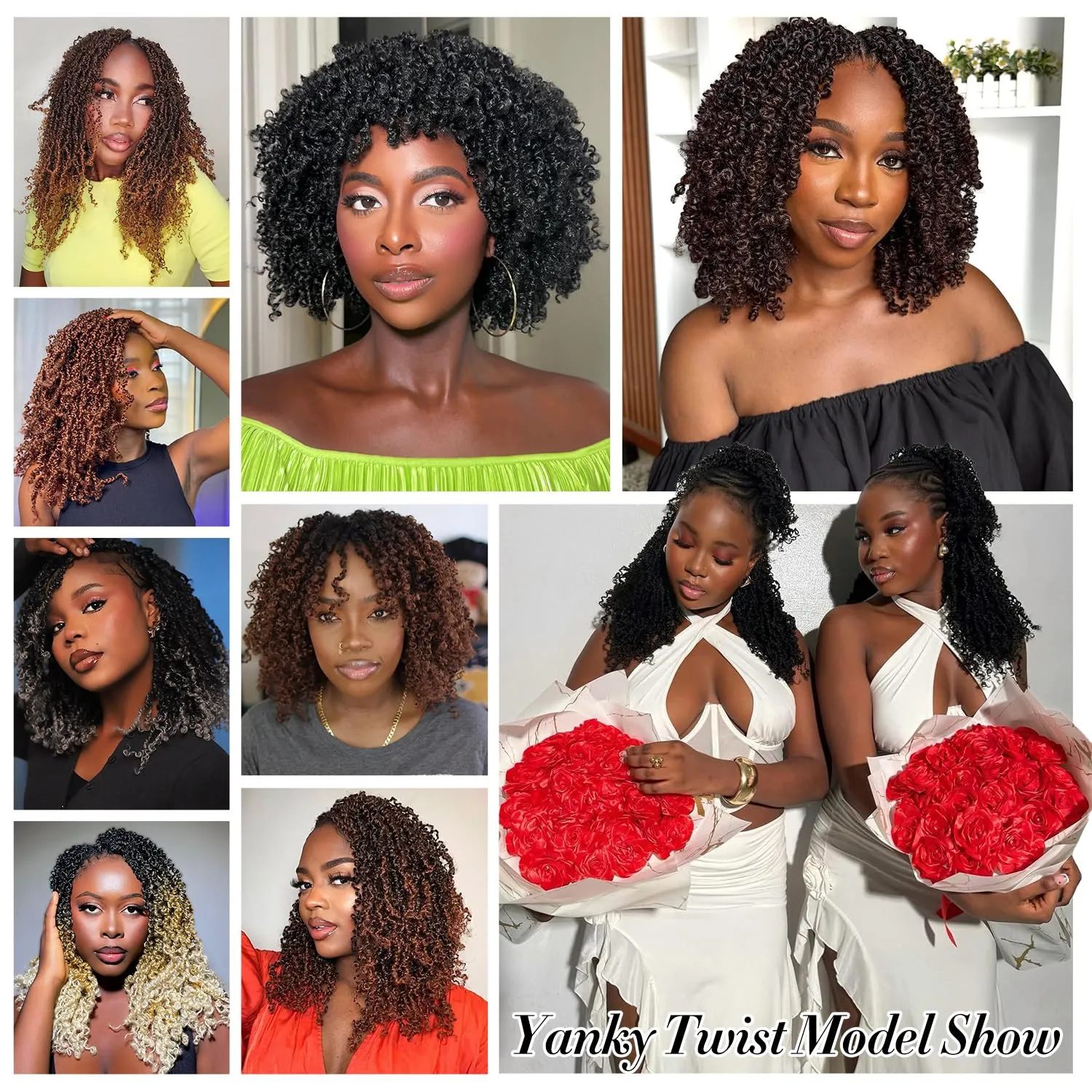 Yanky Twist Crochet Hair (10 12 14inch)*3,Total 9 packs,Natural Black,Pre-Looped Yankee Twist Mini Passion Twist,Pre-Twisted Micro Spring Twist,Boho Senegalese Twist Crochet Hair with Curly Ends (1B#)