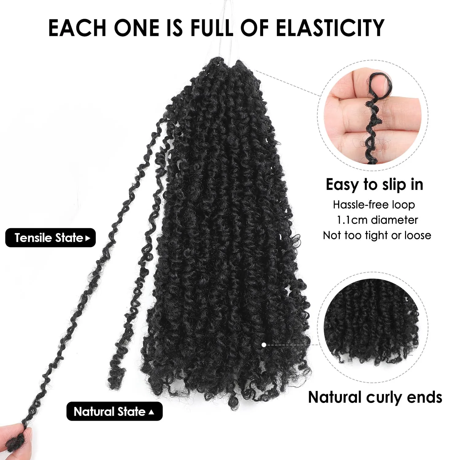 Yanky Twist Crochet Hair (10 12 14inch)*3,Total 9 packs,Natural Black,Pre-Looped Yankee Twist Mini Passion Twist,Pre-Twisted Micro Spring Twist,Boho Senegalese Twist Crochet Hair with Curly Ends (1B#)