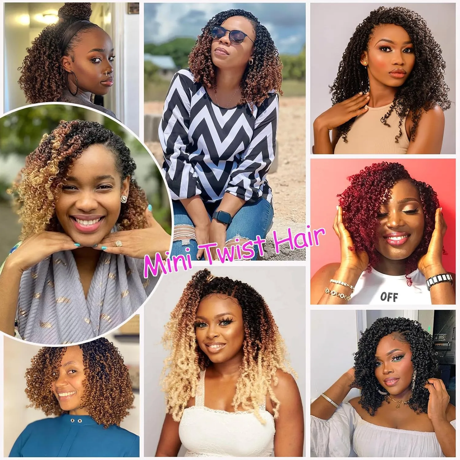 Yanky Twist Crochet Hair 1B/27 Ombre Blonde Pre-twisted Micro Passion Twist Hair 8 Inch Pre-looped Mini Curly Senegalese Twists Crochet Braids 8 Packs Short Synthetic Curly Crochet Hair(8in, 1B/27)