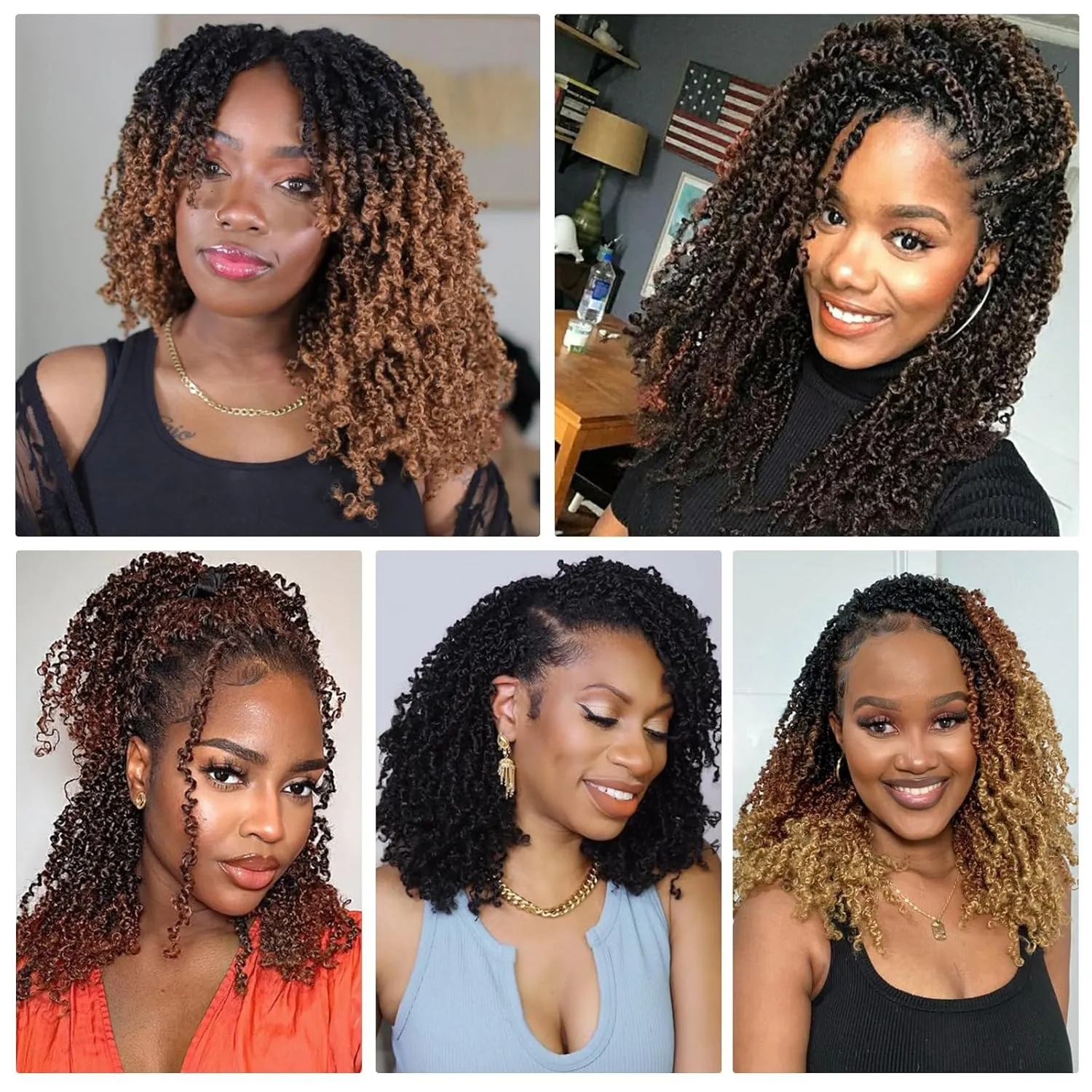 Yanky Twist Crochet Hair 8 Inch 8 Packs Black Crochet Yanky Twists Hair Spring Mini Twist Crochet Hair Extensions 1B Bohemian Passion Twist Braiding Hair for Black Women