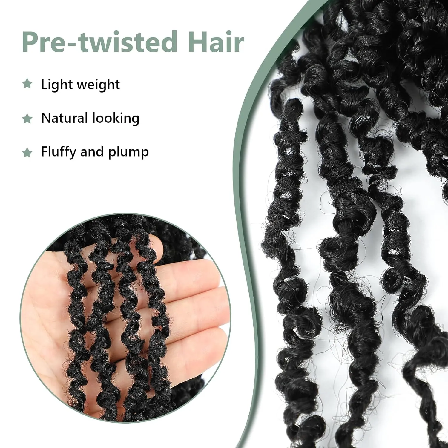 Yanky Twist Crochet Hair 8 Inch 8 Packs Black Crochet Yanky Twists Hair Spring Mini Twist Crochet Hair Extensions 1B Bohemian Passion Twist Braiding Hair for Black Women