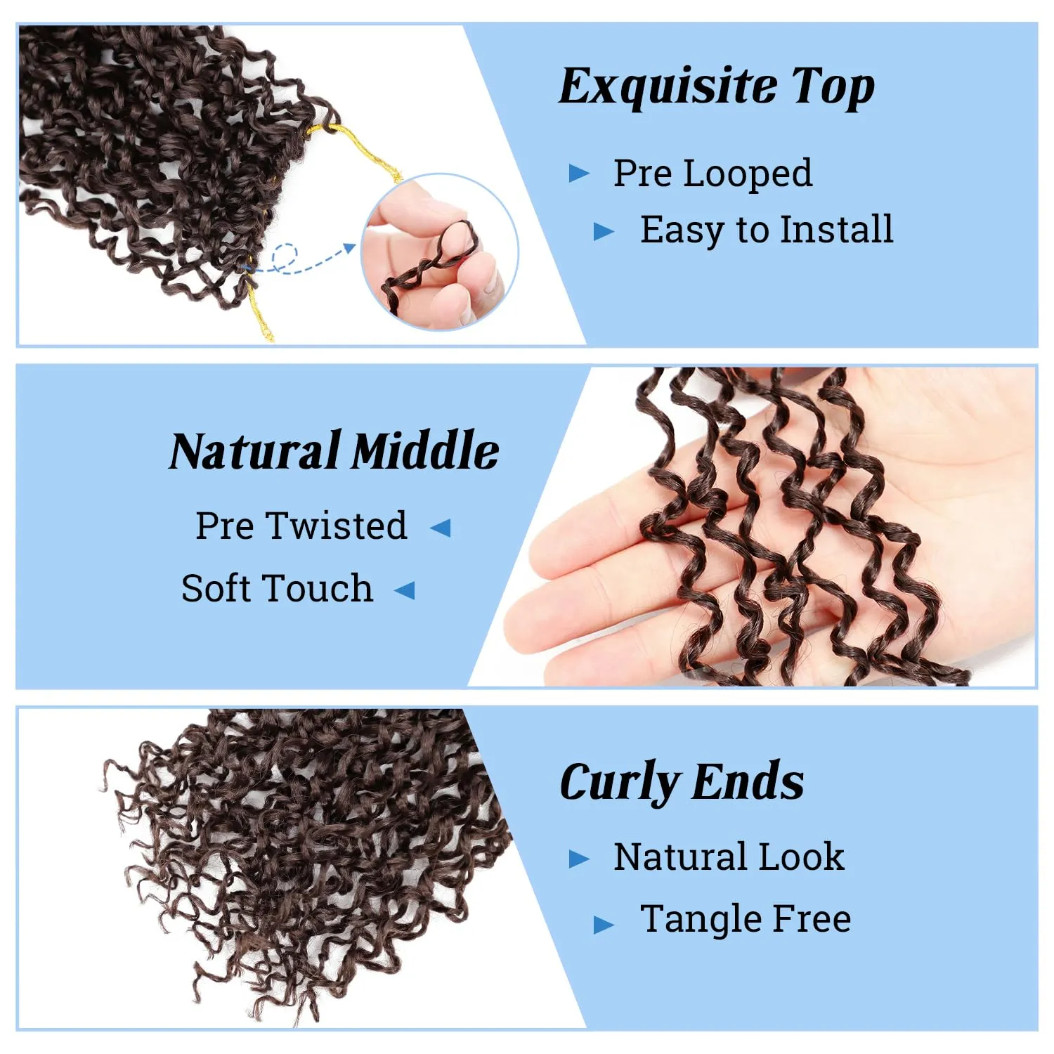 Yanky Twist Crochet Hair 8 Inch Pre Looped 7 Packs Spring Twist Synthetic Mini Passion Twist Hair Extensions Curly Ends, 4#