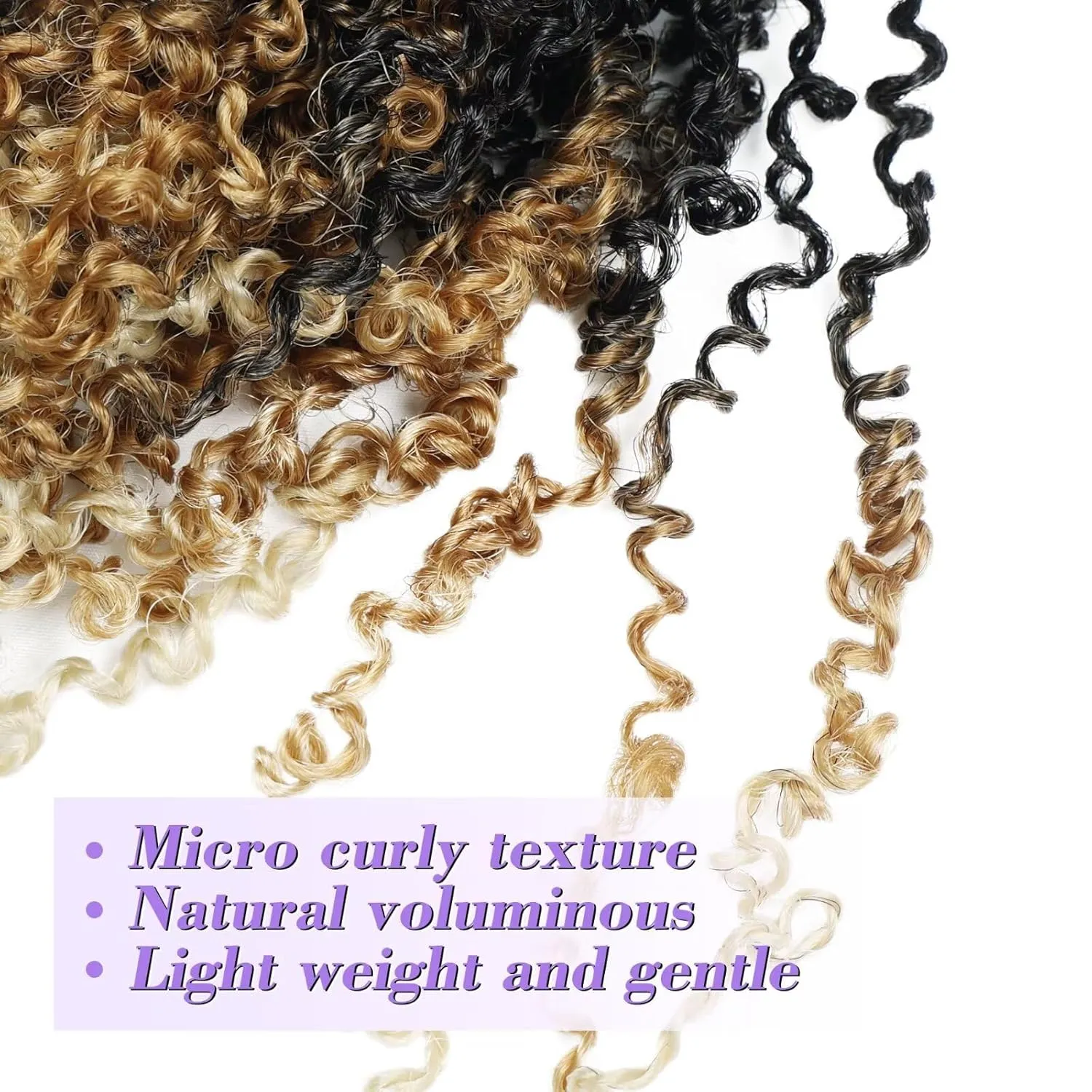 Yanky Twist Crochet Hair for black women 14 Inch 8 Packs 30 Stands/Pc,Pre-looped Fluffy Spring Mini Twist Passion Twist 3 Tones Ombre Blonde Synthetic Crochet Braids Braiding Hair(14Inch, OT27/613-8P)