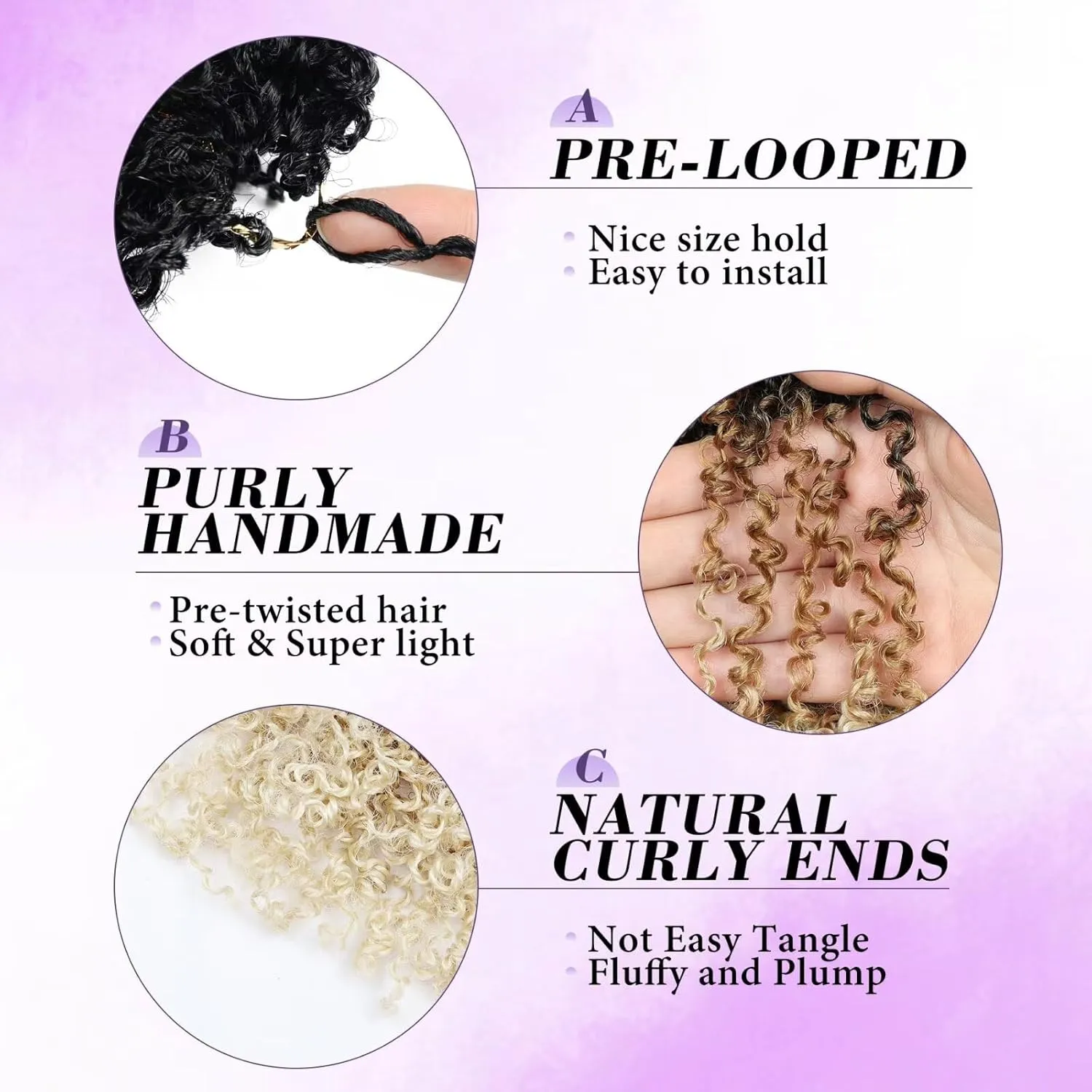Yanky Twist Crochet Hair for black women 14 Inch 8 Packs 30 Stands/Pc,Pre-looped Fluffy Spring Mini Twist Passion Twist 3 Tones Ombre Blonde Synthetic Crochet Braids Braiding Hair(14Inch, OT27/613-8P)